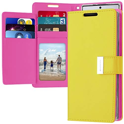 GOOSPERY Rich Wallet for Samsung Galaxy Note 10 Plus Case (2019) Extra Card Slots Leather Flip Cover (Yellow)