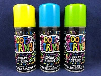 Goofy String Spray Cans Assorted Among Orange, Purple, Pink, Yellow, Green, and Blue 1.8 oz- Pack of 3