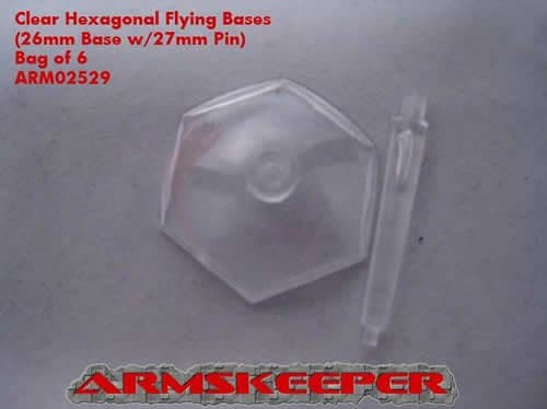 26mm Clear Hexagonal Flying Bases w/27mm Pin (6)