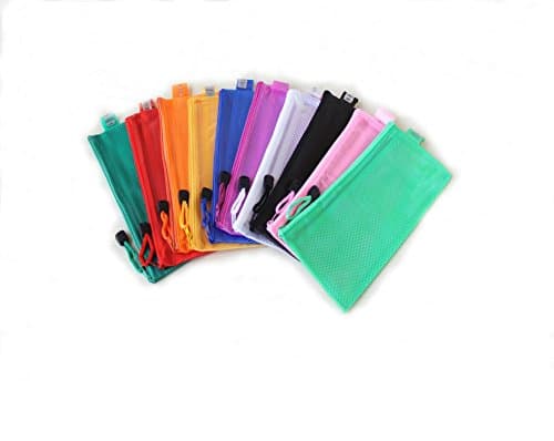 A6 30pcs 9 x 4-1/2 inches Waterproof Plastic Double Layer Zipper File Bags Invoice pouches Bill Bag Pencil Pouch Pen Bag (Random Color)