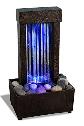 Nature's Mark 10" H Mirrored Waterfall Light Show Tabletop Water Fountain with Natural River Rocks and Color Changing LED Lights (Power Cord Attached)
