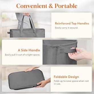 Lifewit 2 Pack Slim Laundry Hamper, Collapsible Narrow Laundry Basket, Small Tall Dirty Clothes Hampers with Handles for Bathroom Bedroom College Dorm, Grey, 50L