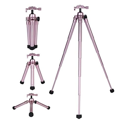 Camera Tripod, COMAN Aluminum Mini Phone Tripod 5-Section 24.4" Full and Locking Ball Head with Quick Release Plate Portable Table Top Tripod Loading Capacity 5.5 LB for DSLR Camera Phone