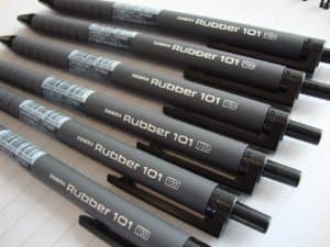 ZEBRA Rubber 101 Flexi-Grip Black Retractable Ball Point Pens [Pack of 6]