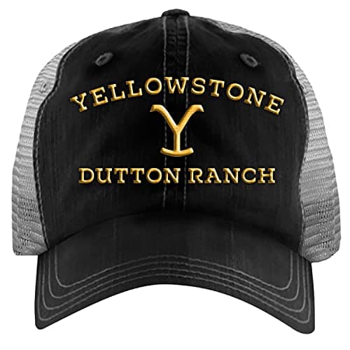 Yellowstone Dutton Ranch Mesh Trucker Hat, Black, One Size-XL (66-656-10)