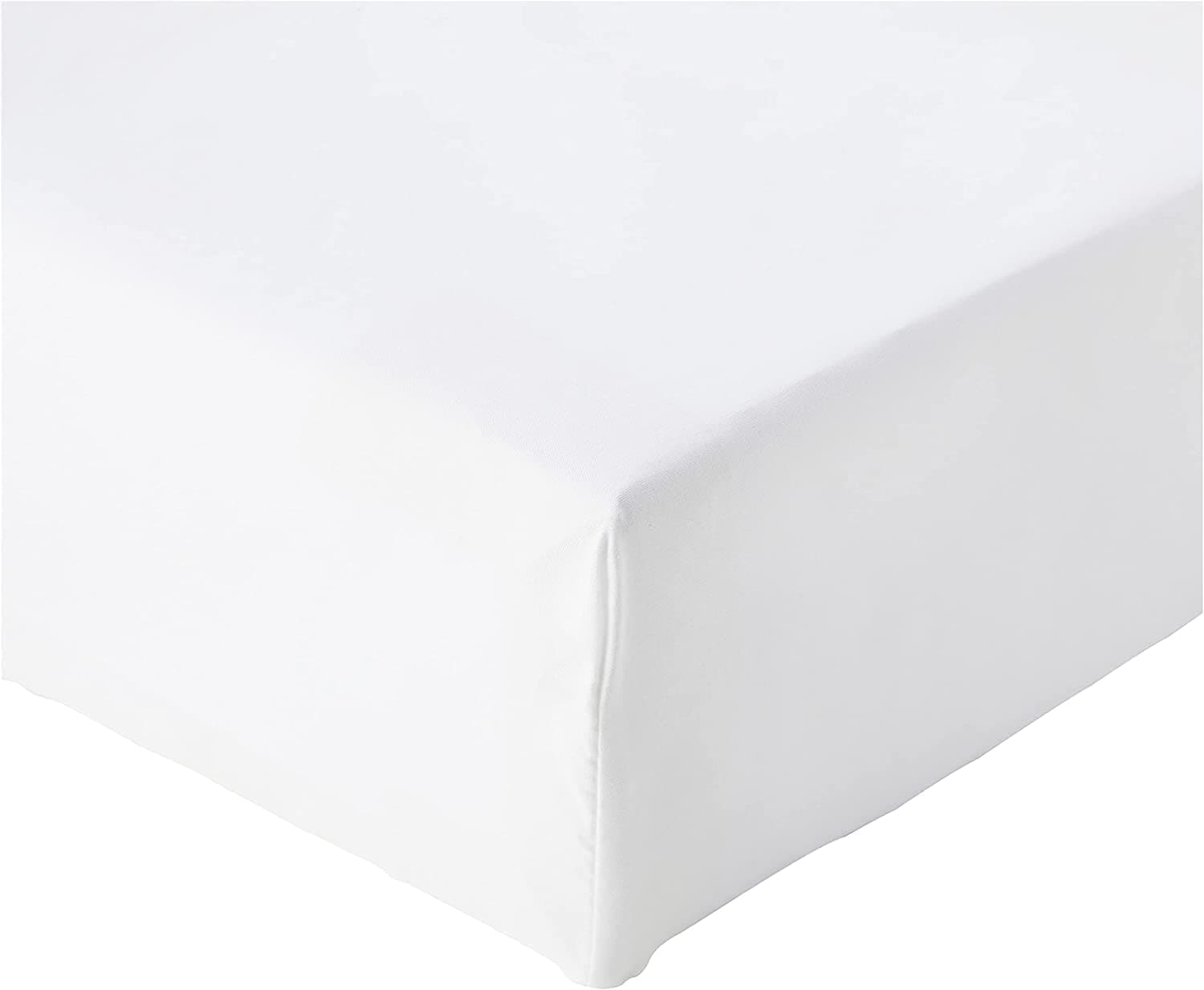 Amazon Basics Bedding Soft Microfibre King Size Fitted Sheet with 12 inch (30 cm) Deep Pocket, 150 x 200 cm, White