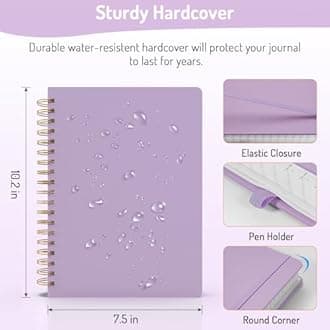 Forvencer Lined Spiral Journal Notebook with 300 Numbered Pages, B5 College Ruled Thick Journals for Writing with 100GSM Paper, Hardcover Notebooks with Contents for Work, School, Women, Men, Purple