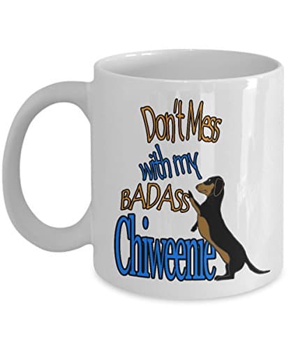 CHIWEENIE COFFEE MUG: Creative Hot Beverage Printed Mugs for Men, Women, Mom and Dad - Cute, Funny, Clever, Unique Specialty Drinkware - Microwave & Dishwasher Safe - Fade Resistant