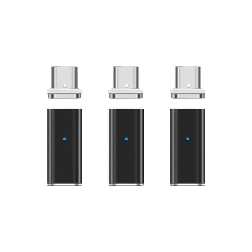 N. NETDOTGen10 Magnetic Fast Charging USB-C to USB-C Adapter Converter Compatible with Type-c Smartphones (3 Pack Black)