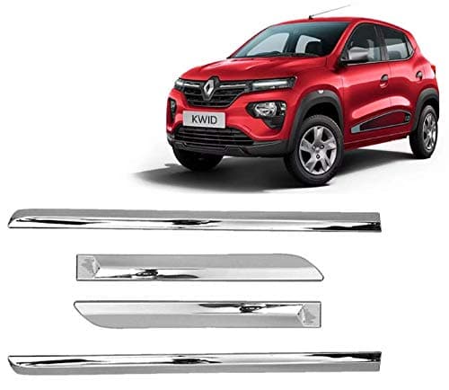 Empica Full Chrome Car Side Cladding Door Beading Protective Garnish Moulding Compatible with Renault Kwid (Set of 4 Pcs, Silver)