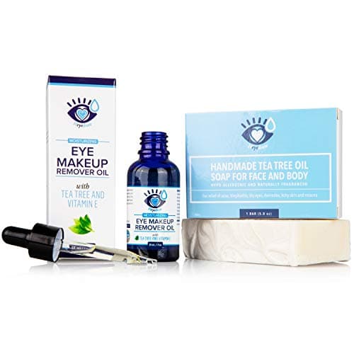 Tea Tree Oil Face Soap and Eye Makeup Remover for Support of Eyelid Irritation, Itchy Skin, Flaky Skin, and Dryness, Handmade with Organic Ingredients