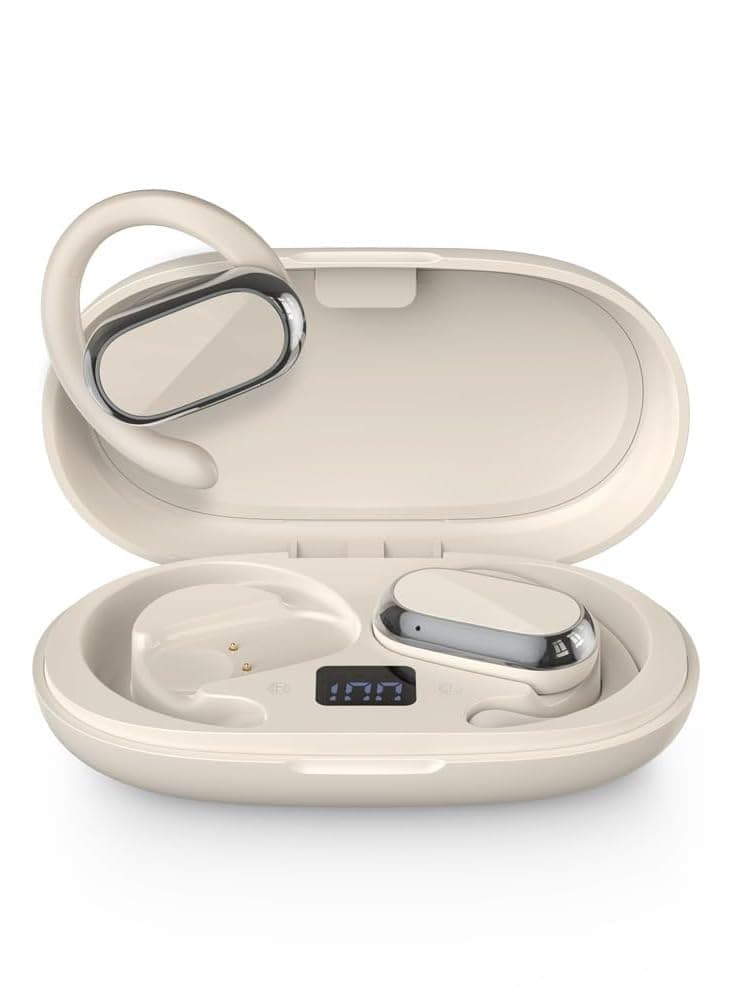 Excefore Open Ear Wireless Headphones with Bone Conduction, 48H Battery, IPX7 Waterproof, LED Display, Perfect for Travel, Meetings and Driving