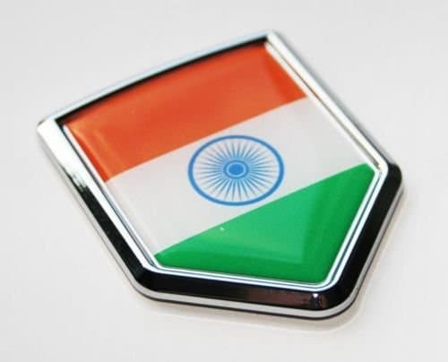 India Indian Flag Decal Car Chrome Emblem Sticker Decal Badge 3D Shield Shape