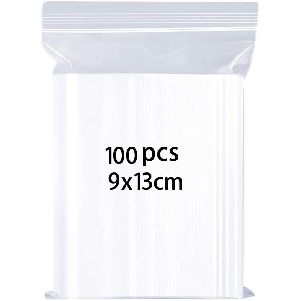 VolshaReusable Clear Poly Zip Lock Bags, 9x13cm-100pcs, Perfect for Kitchen Storage, Jewellery, Diamond Painting, Small Cookies and Sweets