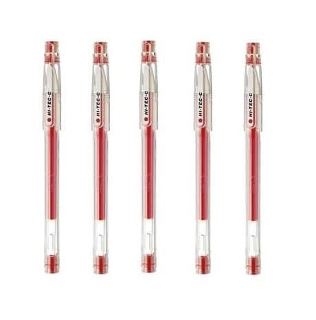Pilot Hi-Tec-C 03 Gel Ink Pen, Micro Fine Point 0.3mm, Red Ink, LH-20C3, Value Set of 5