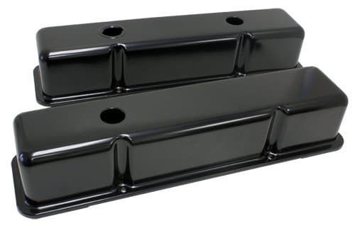 1958-86 Compatible/Replacement for Chevy Small Block 283-400 Tall Smooth Steel Valve Covers - Black