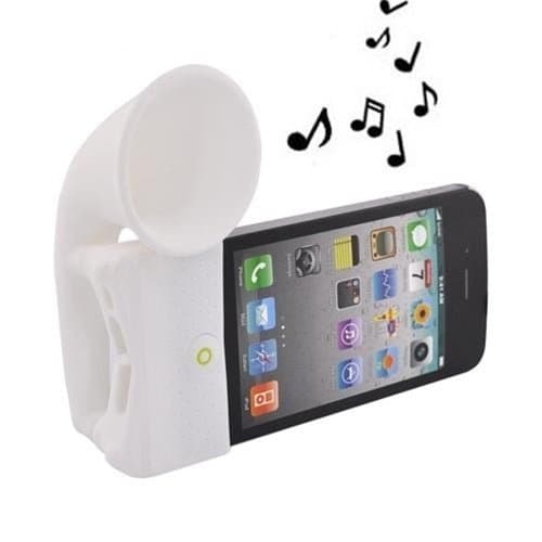 WHITE SILICONE HORN STAND AMPLIFIER SPEAKER FOR APPLE IPHONE 4 / IPHONE 4S + 3 PACK SCREEN PROTECTOR - PART OF THE CONSUMER STORE ACCESSORIES RANGE