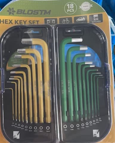BLOSTM Hex Keys Set 18pcs - Allan Keys Assorted Sizes in SAE and Metric Sizes, 100% Chrome Vanadium Steel Hex Key Set with Storage Box for Building Furniture, Bike Repair, Locksmithing & More - 18 PCS