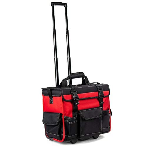 AJO 18" Wide Mouth Rolling Tool Storage Organizer Bag with Handle and Wheel