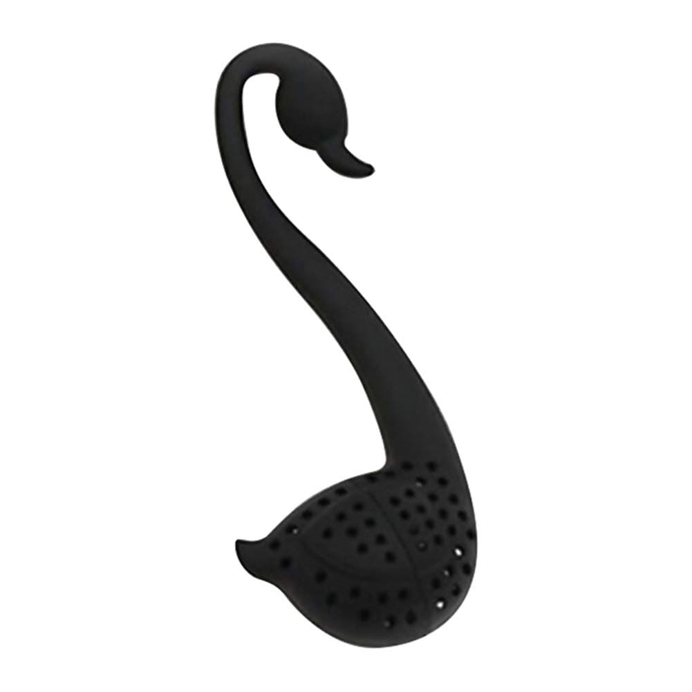Tea Infuser Strainer Long Handle Neck Cute Swan Tea Strainer Tool - Black