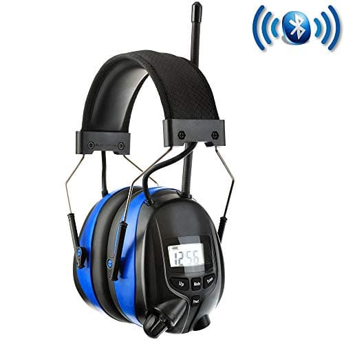 PROTEAR Noise Reduction Wireless Earmuffs with Bluetooth AM FM Digital Radio,NRR 25dB Professional Ear Hearing Protection Headphones with Rechargeable Battery,Electronic Ear Defenders for Mowing Lawn