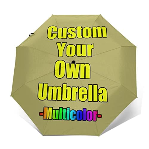 Custom Umbrellas Design Your Own Add Logo or Image Personalized Design Sun/Rain All Weather Folding Foldable Umbrella Gifts For Men Women Family, Inside or Outside Print, Auto Open And Close