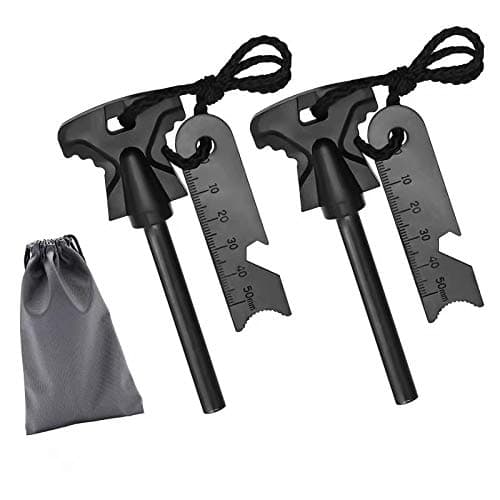 2 Pcs Flint Fire Starter, Survival Ferro Rods Starter with Easy Grip Handle and Multifunction Striker, Waterproof Flint Fire Can be Struck 15000 Times for Camping, Hiking, 4.25 Inch