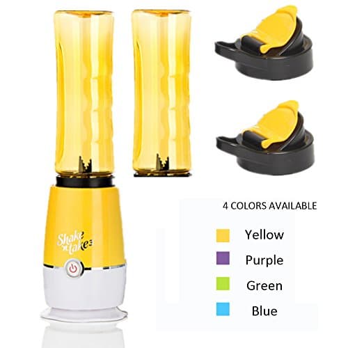 BYMEE Shake n Take Latest Version 3rd Generation Fruit Juice Smoothie Blender Mixer with 2 Sports Bottle BPA Free-Yellow