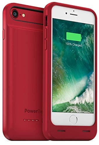 PowerBear iPhone 7 Battery Case/iPhone 8 Battery Case (MFI) [3100mAh] High Capacity Rechargeable Charger Pack for Apple iPhone 7/8 (Up to 160% Extra Battery) - RED [24 Month Warranty]