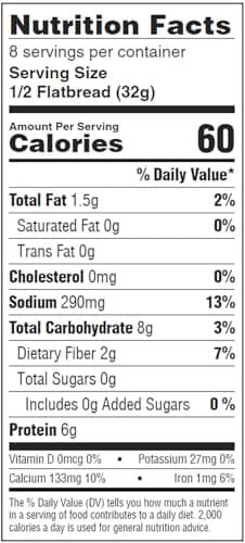 Joseph's Lavash Bread Value 2-Pack, Flax Oat Bran & Whole Wheat, Reduced Carb, Fresh Baked (4 Flatbreads per Pack, 8 Squares Total)