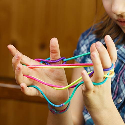meekoo 6 Pieces Cats Cradle String String Hand Game Finger String Toy Supplies, 165 cm Length, Rainbow Color