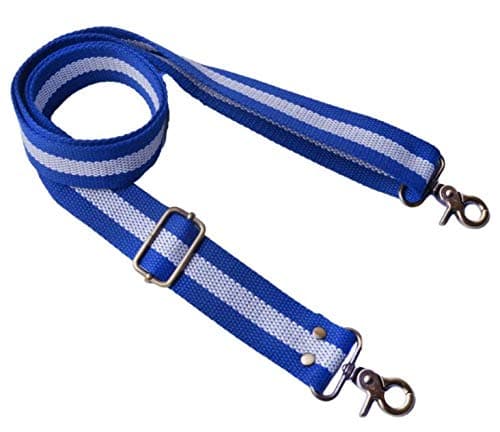 Wento 1pcs 31''-57'' Adjustable Webbing Shoulder Cross Bag Strap,Band Width 1.5'',Replacement Cross Body Purse Straps,Canvas Adjustable Purses Straps WTD35 (Blue-White)