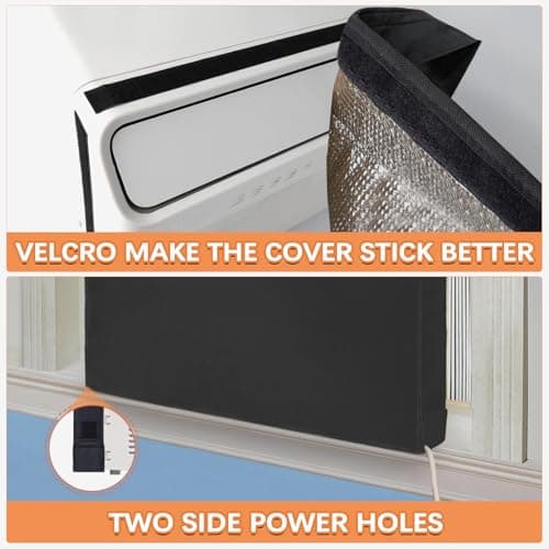 AC Covers for Inside 25"W x 17"H x 3.5"D, Windproof and Waterproof 3 Layers Insulation Air Conditioner Covers for Window Units with Aluminum Foil and 2mm Foam, Black