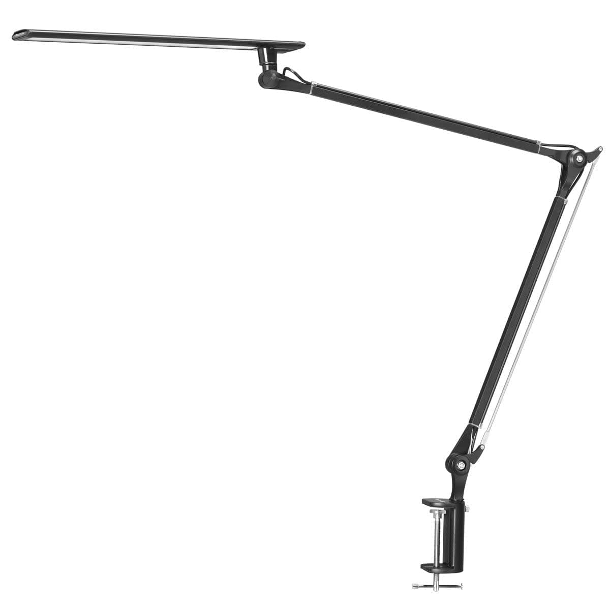 PHIVE LED Desk Lamp, Architect Task Lamp, Metal Swing Arm Dimmable Drafting Table Lamp with Clamp Black