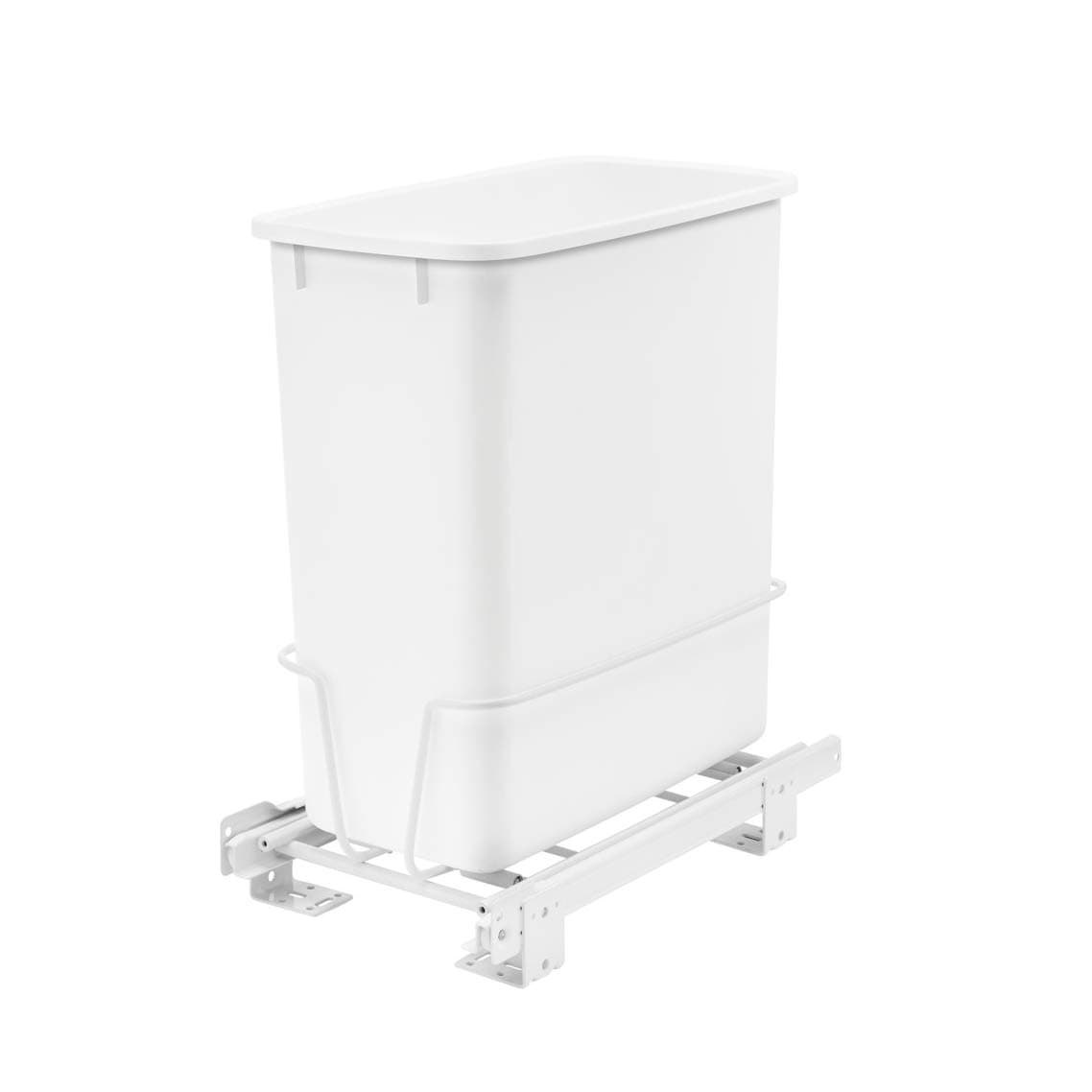 Rev-A-Shelf RV-814PB 20 Quart Pull-Out Waste Container Undermount Cabinet Garbage Bin Trash Recycling Can for Kitchen, Laundry Room, or Vanity, White