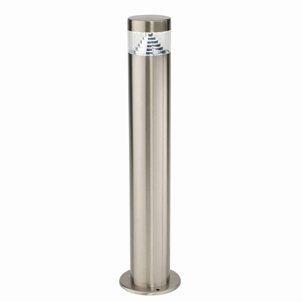 Outdoor Pyramid Pattern Light Projection Floor Bollard Post Brushed Stainless Steel IP44 Decking Patio Garden Lantern
