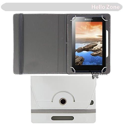 Hello Zone 360� Rotating 7� Inch Flip Case Cover Book Cover for Go Tech Funtab 7.1 Fit -White