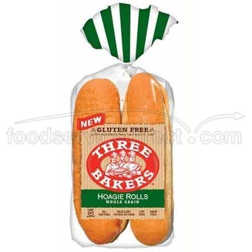 Three Bakers Whole Grain Hoagie Bun Roll - 4 per pack - 6 packs per case.