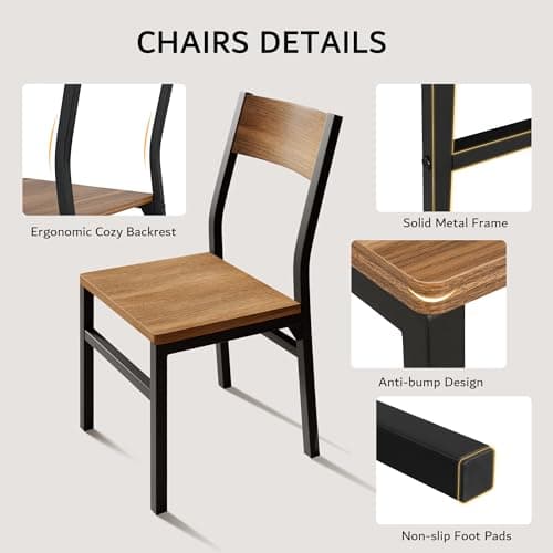 iPormis 7-Piece Dining Table Set with 6 Chairs, 63" Extendable Kitchen Table & Chairs Set for 4-6, Dining Room Table with Metal Frame & MDF Board, Perfect for Small Space, Easy Clean, Walnut