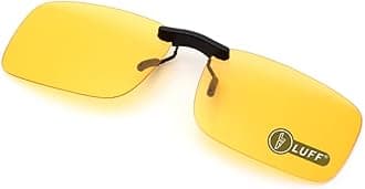 LUFF Clip On Night Driving Glasses – HD Polarized Yellow Lens for Prescription Glasses, Anti-Glare, UV400 Protection
