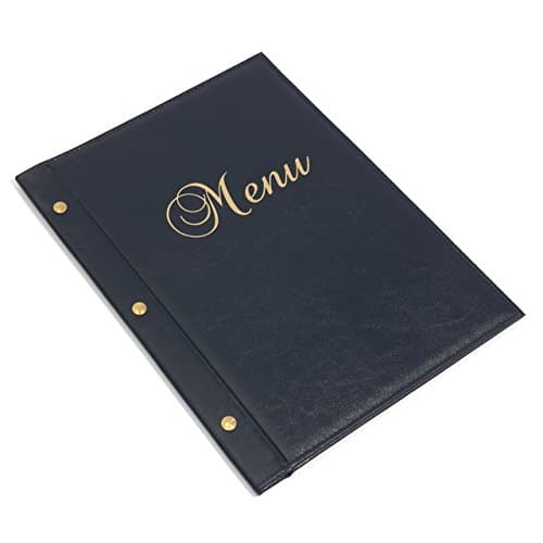 Navy A4 bolted eco leather restaurant menu folder with 6 removable transparent sleeves, available in 5 colours