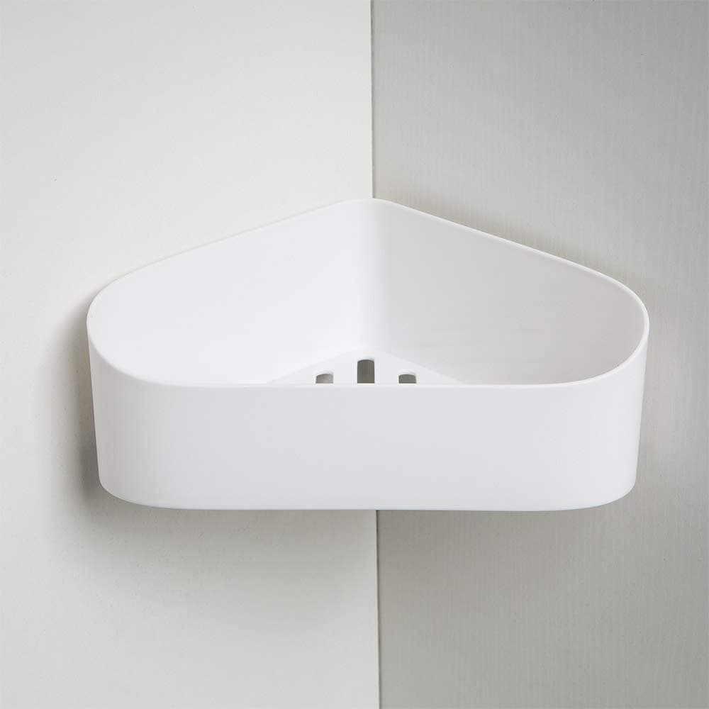 Corner Shower Caddy,Self Adhesive White Bathroom Wall Shelf Mounted,No Drilling Removable Plastic Over Sink Decro Shelf Organizer For Bathroom,Kitchen,Bedroom,Toilet