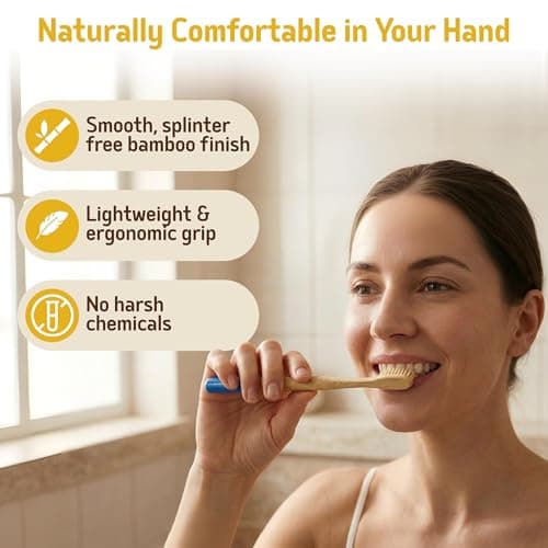 Superbee Biodegradable Bamboo toothbrushes – 5 Pack – Soft bristles for Adults & Kids’ Teeth with Colorful Handles - Eco-Friendly Natural Bamboo toothbrushes – Zero Waste Travel Toothbrush Kit