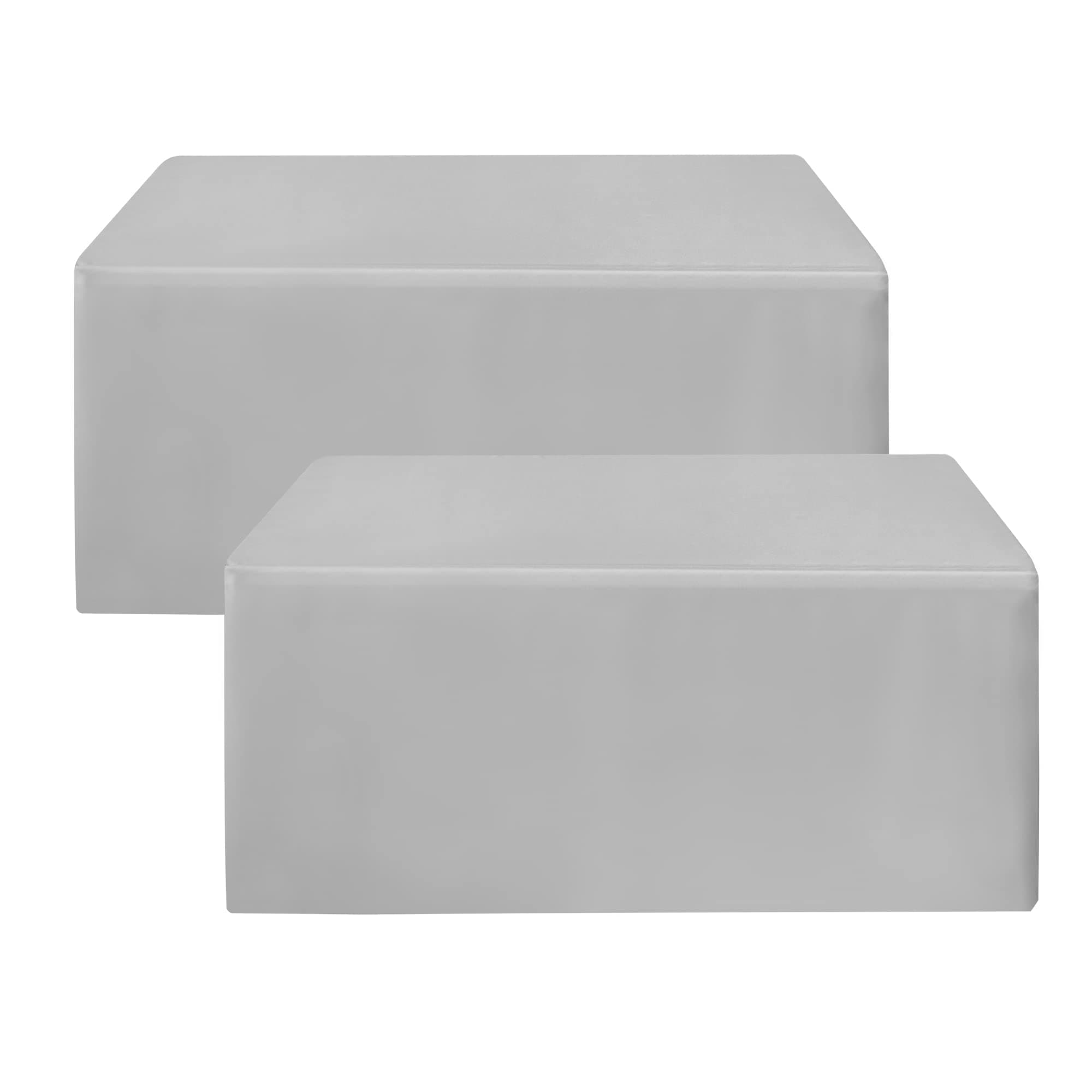 HolidayIdeas Fitted Silver Grey Table Covers - 96 x 30 Inch - 2 Pack Rectangle Tablecloths for 8 Foot Folding Tables, Polyester Fabric Table Cloth for Parties, Farmers Market, Trade Show