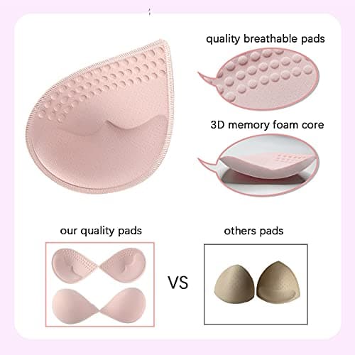 KOOAAICCHI Bra Pads Inserts, Latex Bras Inserts Removable for Women's Sports Cups Bra or Swimsuit Insert