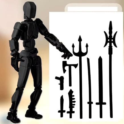 (Assembly Completed) Dummy 13, Robo Action Figure Multi-Articular Action Figure 3D Printed Joint Movable Creative Decompression Doll Robot Toys | Colour Black
