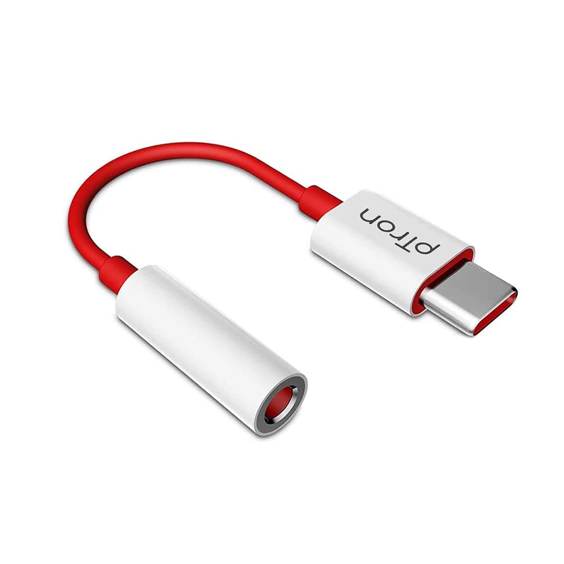 PTron Solero C1 USB Type C to 3.5mm Jack Headphones Audio Connector, Compatible with Audio Adapter Accessory Mode USB Type C Port Devices Xiaomi, OnePlus Nord /8T/8/7T/7/7 Pro/1+6/1+6T (White & Red)