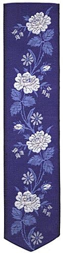 Jacquard Woven Silk Bookmark - Blue Roses