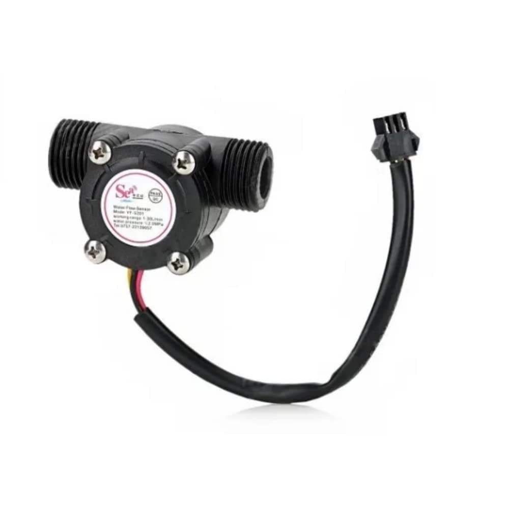 1/2" Water Flow Sensor Control Switch, Fluid Flow Meter, 1-30L/min Flowmeter Counter, Compatible with Iduino YF-S201 (White or Black)