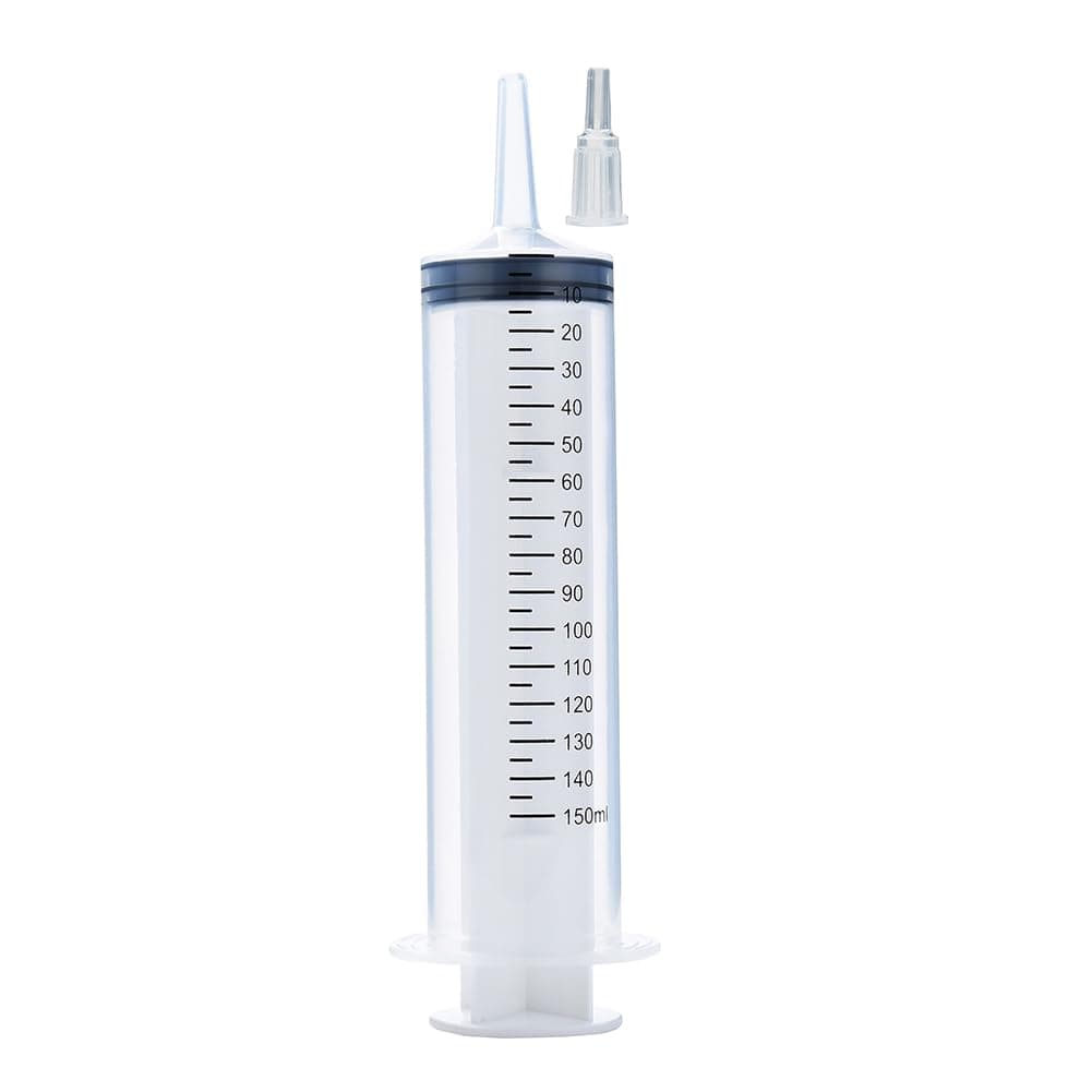 150ml Syringe with Tip Adapter, Large Plastic Syringe Individually Packaged for Scientific Labs, Dispensing, Multiple Uses